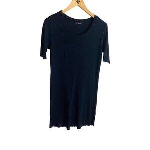Michael Lauren Revolve Black Ribbed Short Sleeve Light Dress - XS
